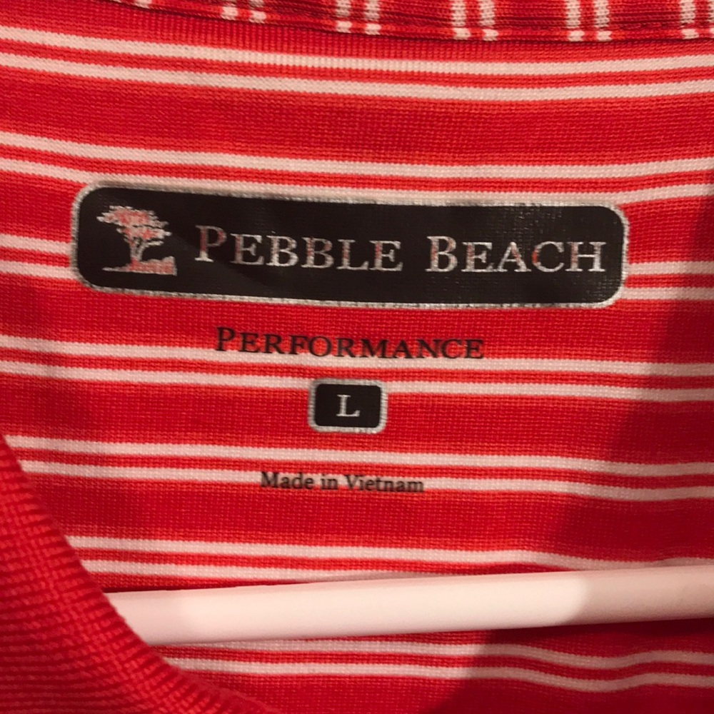 Red stripe Pebble beach golf shirt